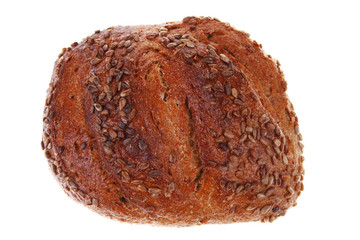 loaf of french rye bread topped with sunflower