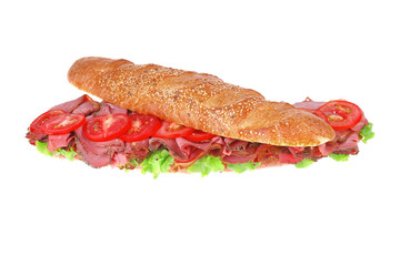 baguette with smoked sausage