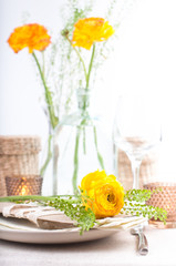festive table setting with flowers