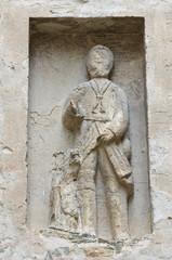 Marble statue. Oratory of Vigoleno. Emilia-Romagna. Italy.