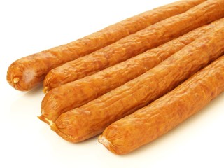 Sausages sticks, isolated, closeup