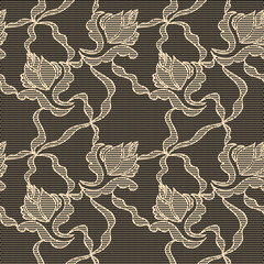 Black lace vector fabric seamless pattern
