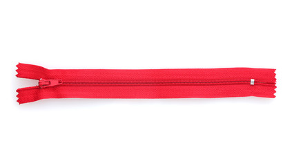 Red zipper isolated on white