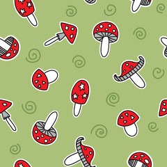 Funny cartoon mushrooms pattern