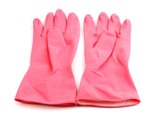 Color cleaning gloves isolated on white