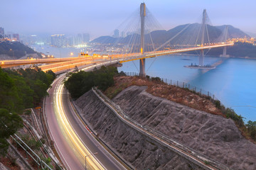 Ting Kau bridge at sunset