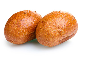 delicious rye buns isolated on white