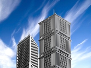 Fototapeta na wymiar Skyscraper architecture background. 3D render.