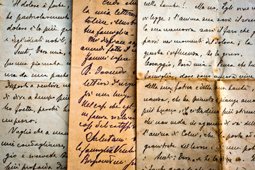 old handwritten letters on old paper