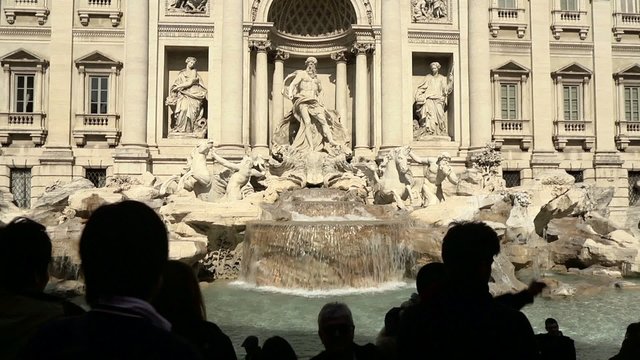 Time lapse of Trevi Fountain, Rome, Italy with people traveling