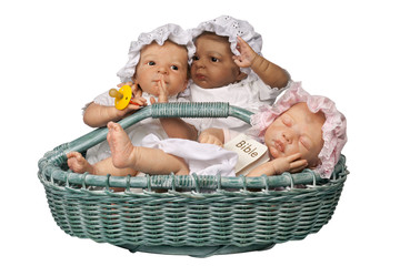 Three babies in basket