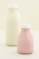 Strawberry milk  pint and quarter milk bottle