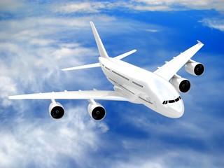 Obraz premium 3d Jet airliner in the sky 
