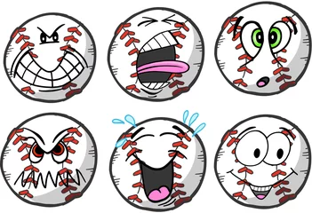 Velvet curtains Cartoon draw Baseball emotion Sports Icon Vector Illustration