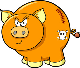 Tough Angry Farm Pig Vector Illustration Art