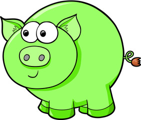 Cute Farm Pig Vector Illustration Art