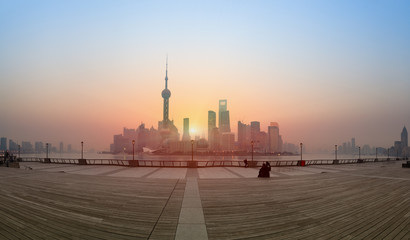 shanghai panoramic in the sunrise