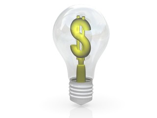 Money making idea. Light bulb with Dollar symbol.