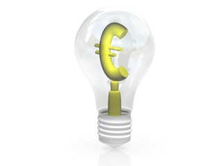 Money making idea. Light bulb with Euro symbol.