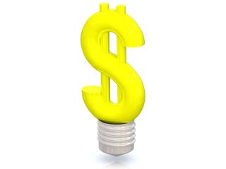 Money making idea. Light bulb with Dollar symbol.