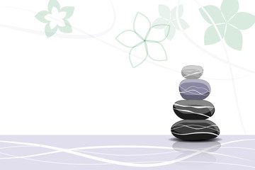 Spa stones and abstract flowers - place for your text
