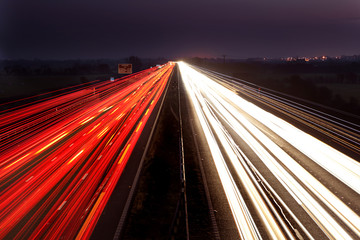 Light trails on a mototrway