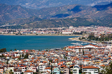 Obraz premium Fethiye city and sea view from hills