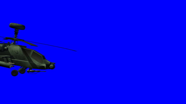 Apache helicopter passing by bluescreen
