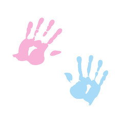 Fototapeta na wymiar handprint of girl and boy