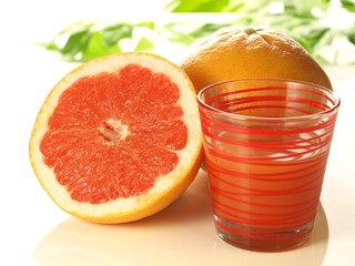 Pink grapefruit with juice