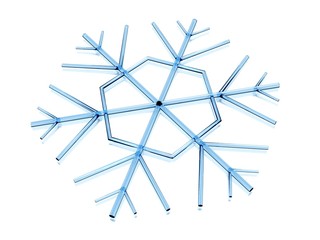 Icy snowflake on white background
