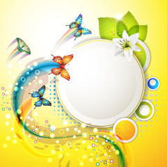 Springtime background with butterflies