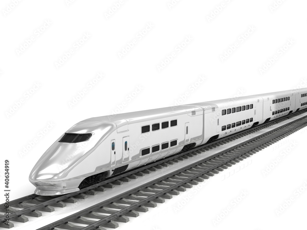 Wall mural modern high speed train on white background