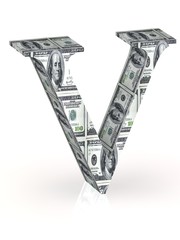 Letter V 100 dollar wrapped.