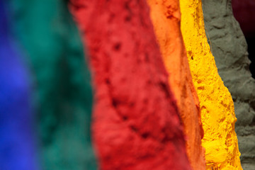 Rainbow collection of bright colourful dye Moroccan dyes