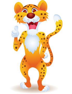 Cheetah cartoon with thumb up