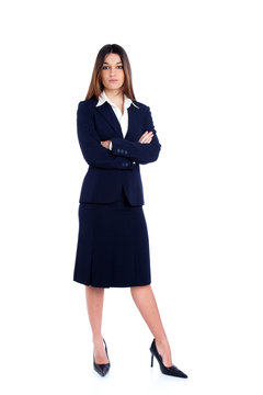 Asian Indian Business Woman Full Length With Blue Suit