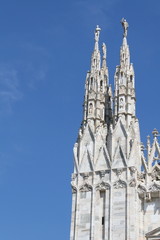 detail of the spires of the famous duomo of Milan