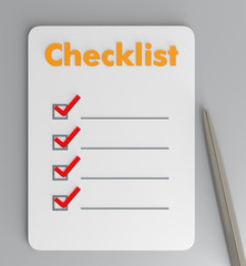 checklist with ballpoint pen