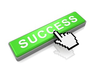 green success button and classic hand cursor on white background