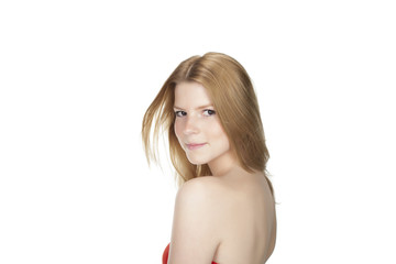 Fototapeta premium portrait einer jungen schönen blonden Frau freigestellt