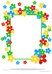 greeting card with colored flowers