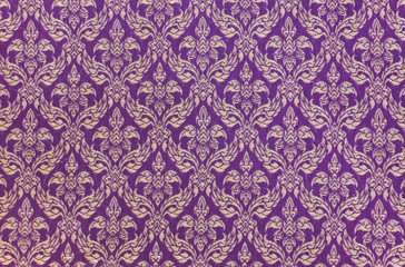 Thai handmade woven floral pattern fabric.