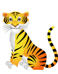 Fototapeta na wymiar Cartoon siedzi tygrys