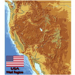 usa west region map flag emblem