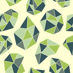 Seamless pattern with green crystals
