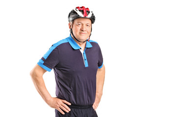 Portrait of a senior athlete wearing helmet