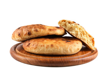 bread isolated on the wood board