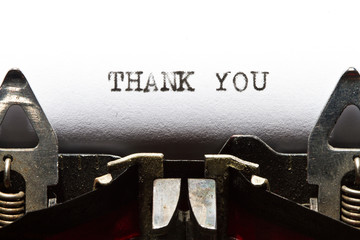 typewriter with text thank you