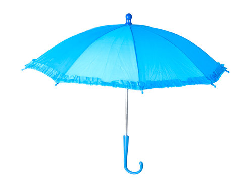 Blue umbrella isolated on white